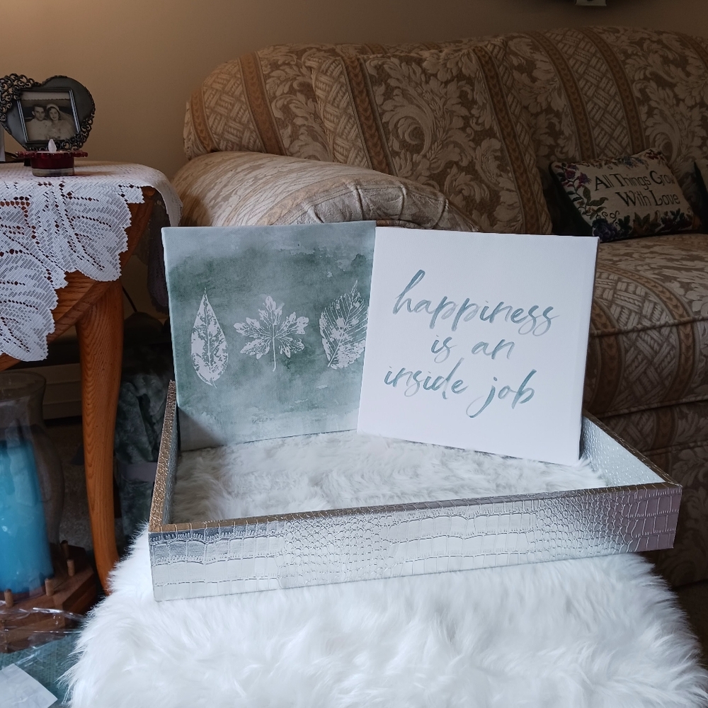 2 Canvas Wall Art Pictures - "Happiness Is An Inside Job"